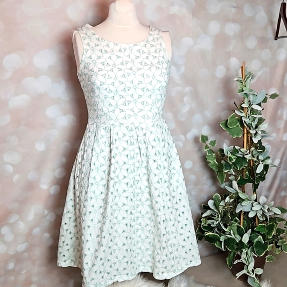 Limited | White Eyelet Fit and Flare Dress